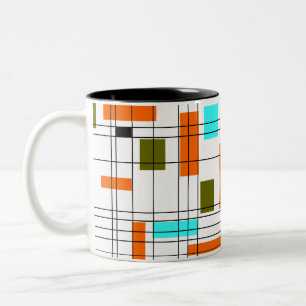 Mid Century Grid Two-Tone Coffee Mug