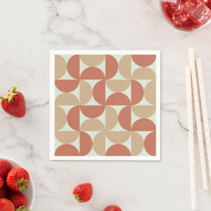 Mid Century Half Circles Earth Tone Terracotta  Napkin