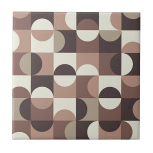 Mid Century Half Circles in Mocha Mousse and brown Ceramic Tile