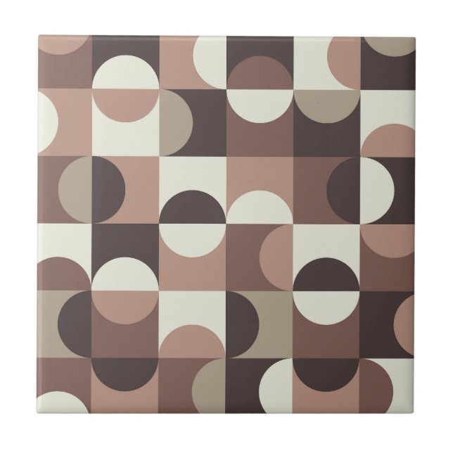 Mid Century Half Circles in Mocha Mousse and brown Ceramic Tile (Front)