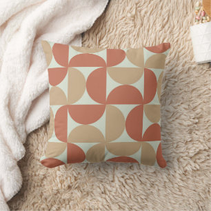 Mid Century Half Circles in Tan and Terracotta  Cushion