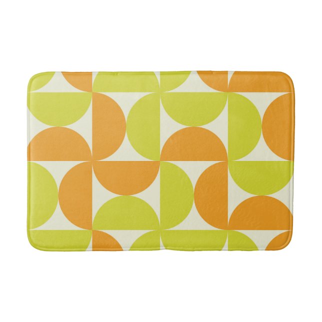 Mid Century Half Circles Orange and Yellow  Bath Mat (Front)