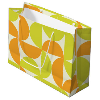 Mid Century Half Circles Orange and Yellow  Large Gift Bag