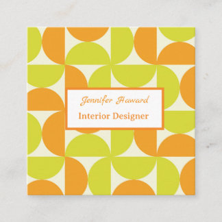 Mid Century Half Circles Orange and Yellow  Square Business Card