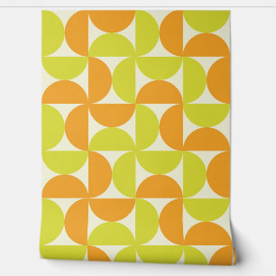 Mid Century Half Circles Orange and Yellow Wallpaper