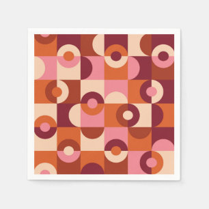 Mid Century half Circles Pink orange beige Napkin