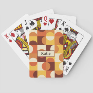 Mid Century Half circles  yellow orange Name  Playing Cards