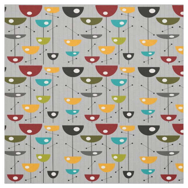 Mid-Century Half Moons Floral Fabric (Swatch)