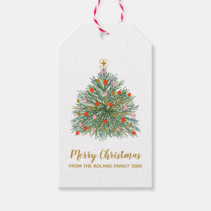 Mid Century Hand-drawn Christmas Tree Gift Tags