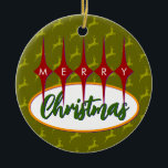 Mid Century Hanukkah/Christmas Ceramic Ornament<br><div class="desc">Mid century modern style ornament.

Merry Christmas on one side. Happy Hanukkah on the other.</div>