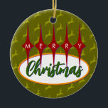 Mid Century Hanukkah/Christmas Ceramic Ornament<br><div class="desc">Mid century modern style ornament.

Merry Christmas on one side. Happy Hanukkah on the other.</div>