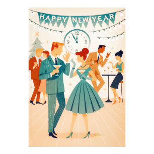 Mid Century Happy New Year The Martini Dance Photo Print