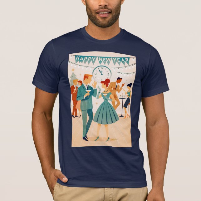 Mid Century Happy New Year The Martini Dance T-Shirt (Front)
