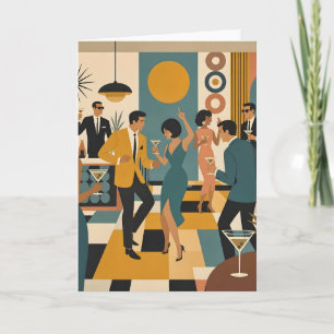 Mid Century Hip Martini Dance Party Card