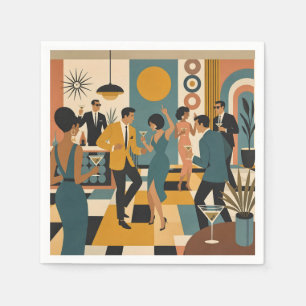 Mid Century Hip Martini Dance Party Napkin
