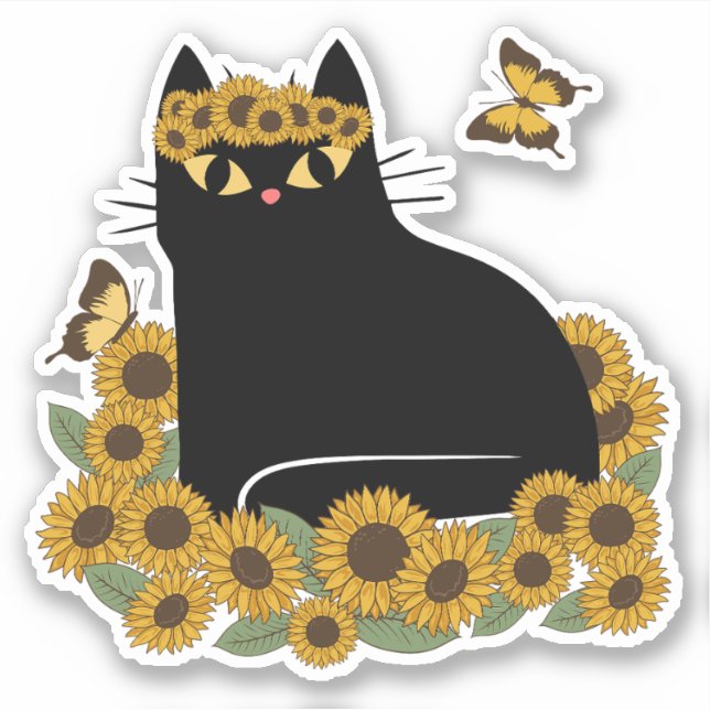 Mid Century hippie black cat (Front)