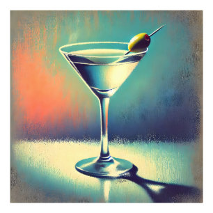 Mid Century I Love The Blues Martini Art Photo Print