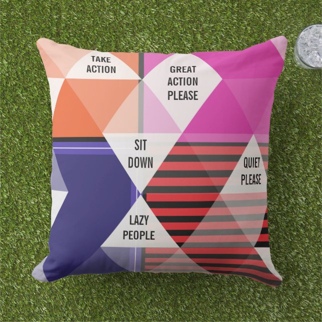 Mid Century inspired colourful motivational quotes Cushion (Grass)