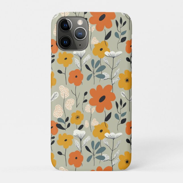Mid Century Inspired Floral Pattern Case-Mate iPhone Case (Back)