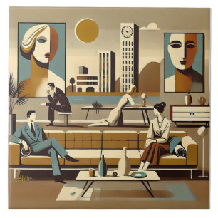 Mid Century Interior Design Art Lounge Ceramic Tile