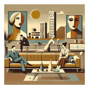 Mid Century Interior Design Art Lounge Photo Print