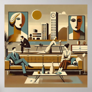 Mid Century Interior Design Art Lounge Poster