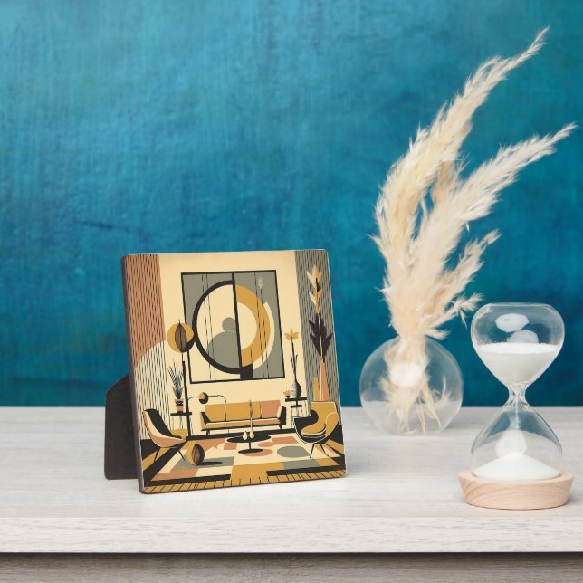 Mid Century Interior Design Autumn Hues Livingroom Plaque (Insitu)