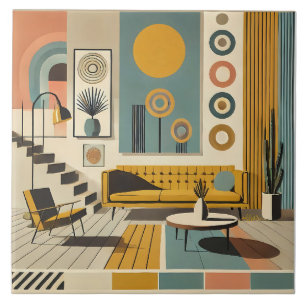 Mid Century Interior Design Desert Livingroom Ceramic Tile