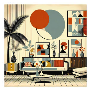Mid Century Interior Design Eclipse Livingroom Photo Print