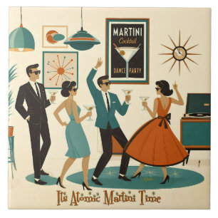 Mid Century Its Atomic Martini Time Cocktail Party Ceramic Tile