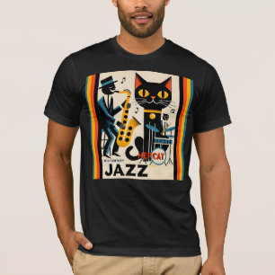 Mid Century Jazz Age HepCat Black Cat T-Shirt