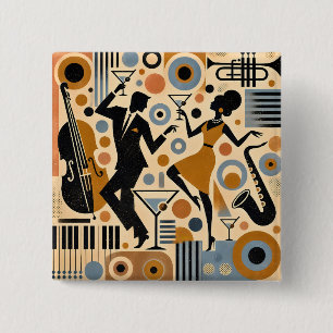 Mid Century Jazz Age Minimalist Art Martini Dance 15 Cm Square Badge
