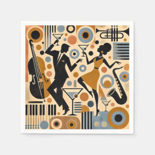 Mid Century Jazz Age Minimalist Art Martini Dance Napkin