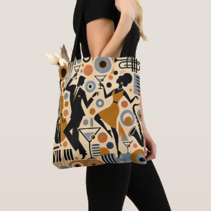Mid Century Jazz Age Minimalist Art Martini Dance Tote Bag