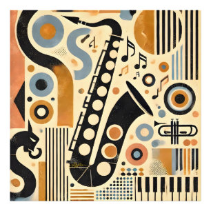 Mid Century Jazz Age Minimalist Art Saxophone Photo Print