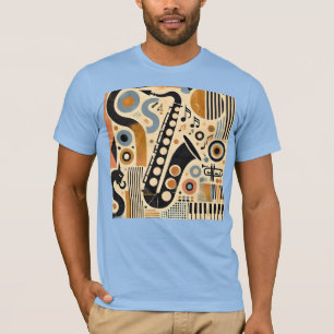 Mid Century Jazz Age Minimalist Art Saxophone T-Shirt