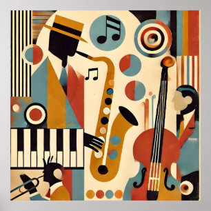 Mid Century Jazz Age Modern Minimalist Trio Poster