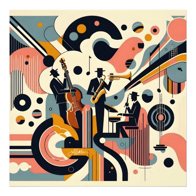 Mid Century Jazz Age Psychedelic Trio Photo Print (Front)