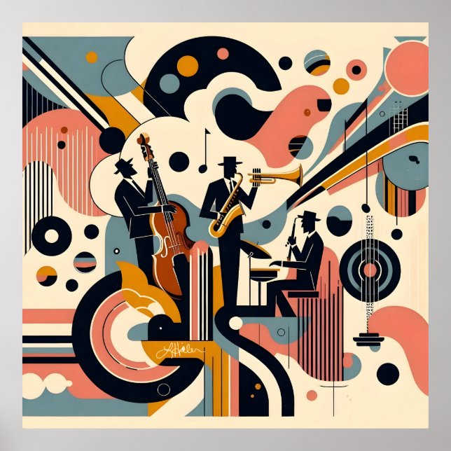 Mid Century Jazz Age Psychedelic Trio Poster (Front)