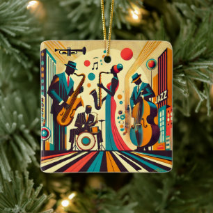 Mid Century Jazz Age Quartet Ceramic Ornament