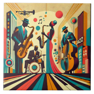 Mid Century Jazz Age Quartet Ceramic Tile