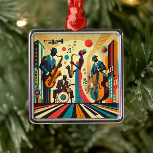 Mid Century Jazz Age Quartet Metal Ornament