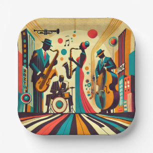 Mid Century Jazz Age Quartet Paper Plate