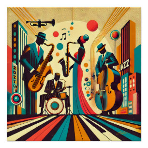 Mid Century Jazz Age Quartet Poster