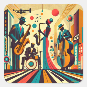 Mid Century Jazz Age Quartet Square Sticker