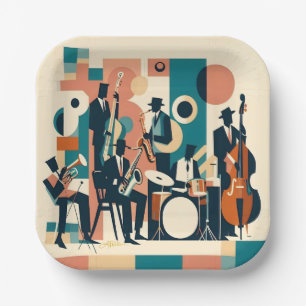 Mid Century Jazz Age Sextet Paper Plate