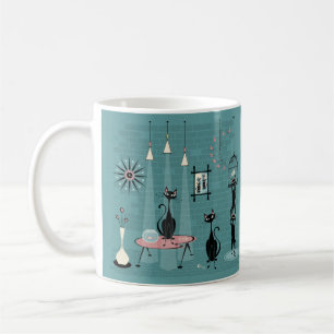 Mid Century Kitty Family Mischief ©studioxtine Coffee Mug