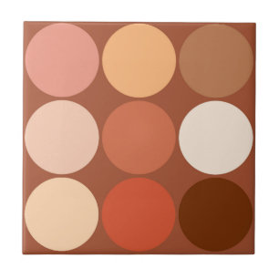Mid-Century Large Dots, Chocolate Brown & Tan Ceramic Tile
