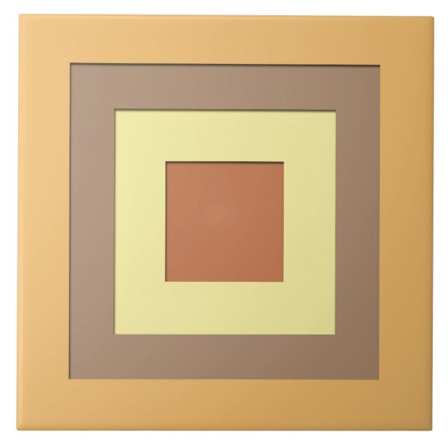 Mid-Century layered squares - Earth neutrals Ceramic Tile (Front)