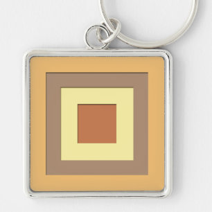 Mid-Century layered squares - Earth neutrals Key Ring